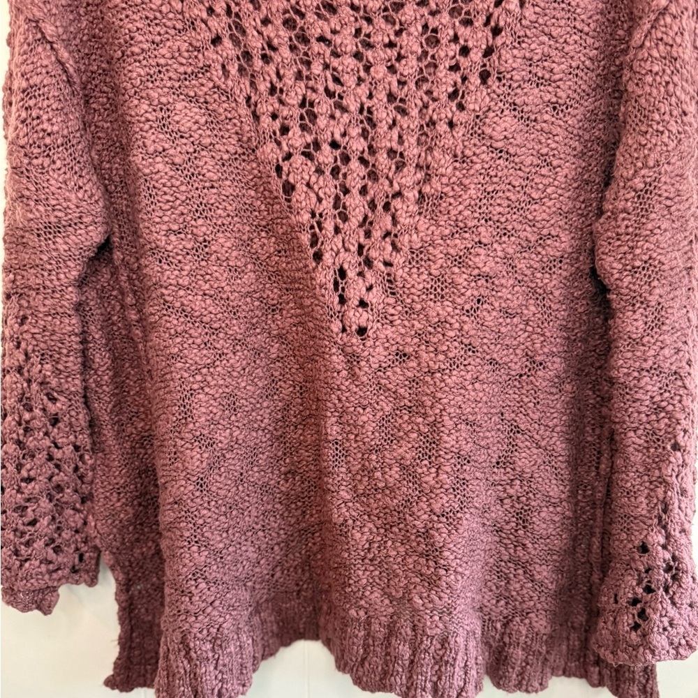 Free People- Pretty Pointelle Chunky Knit Sweater in Dusty Purple, Size XS - Picture 5 of 12
